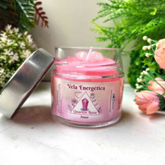 Vela Energética Amor - Quartzo Rosa