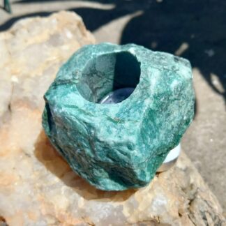 Porta Velas Quartzo Verde - Pedra Natural