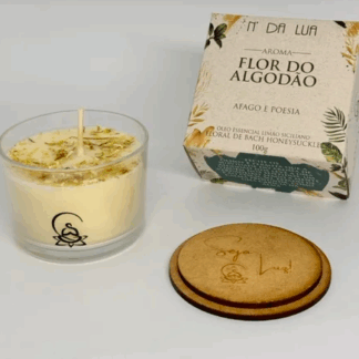 Vela Artesanal Flor de Algodão